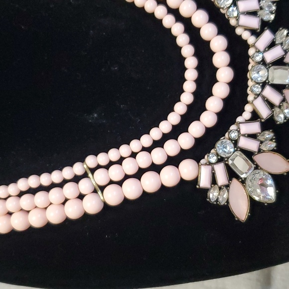 Talbots multi-strand layered pink and crystal stone necklace. - Picture 3 of 5